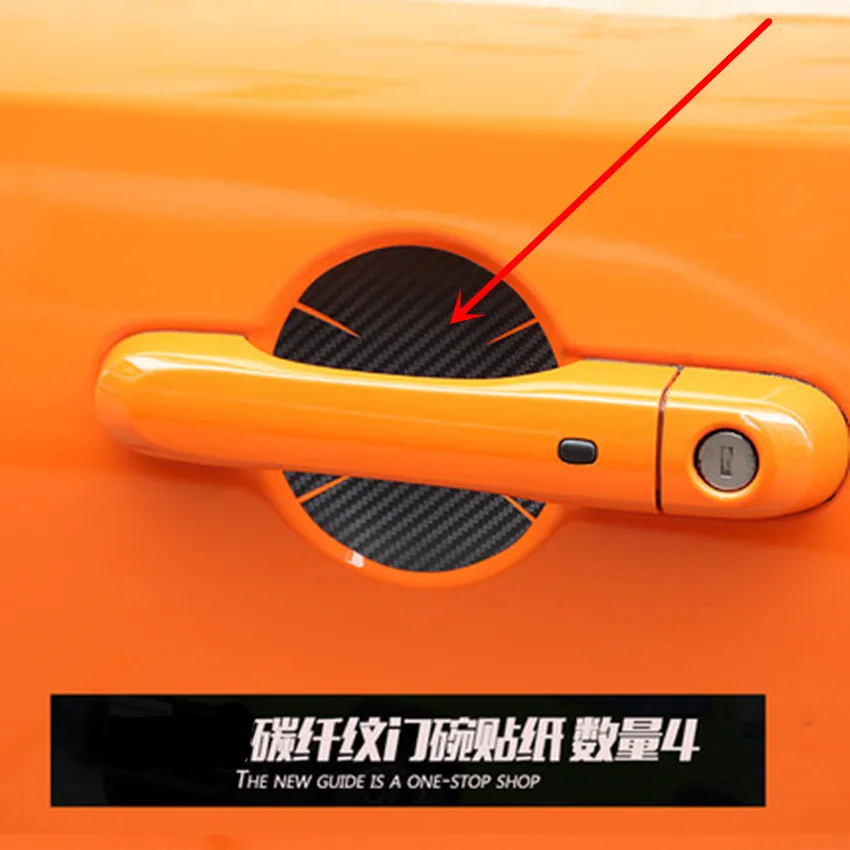 

carbon fiber Car Accessories car stickers Outside door handle bowl stickers 1set for 2015 2016 2017 JEEP Renegade car wrap