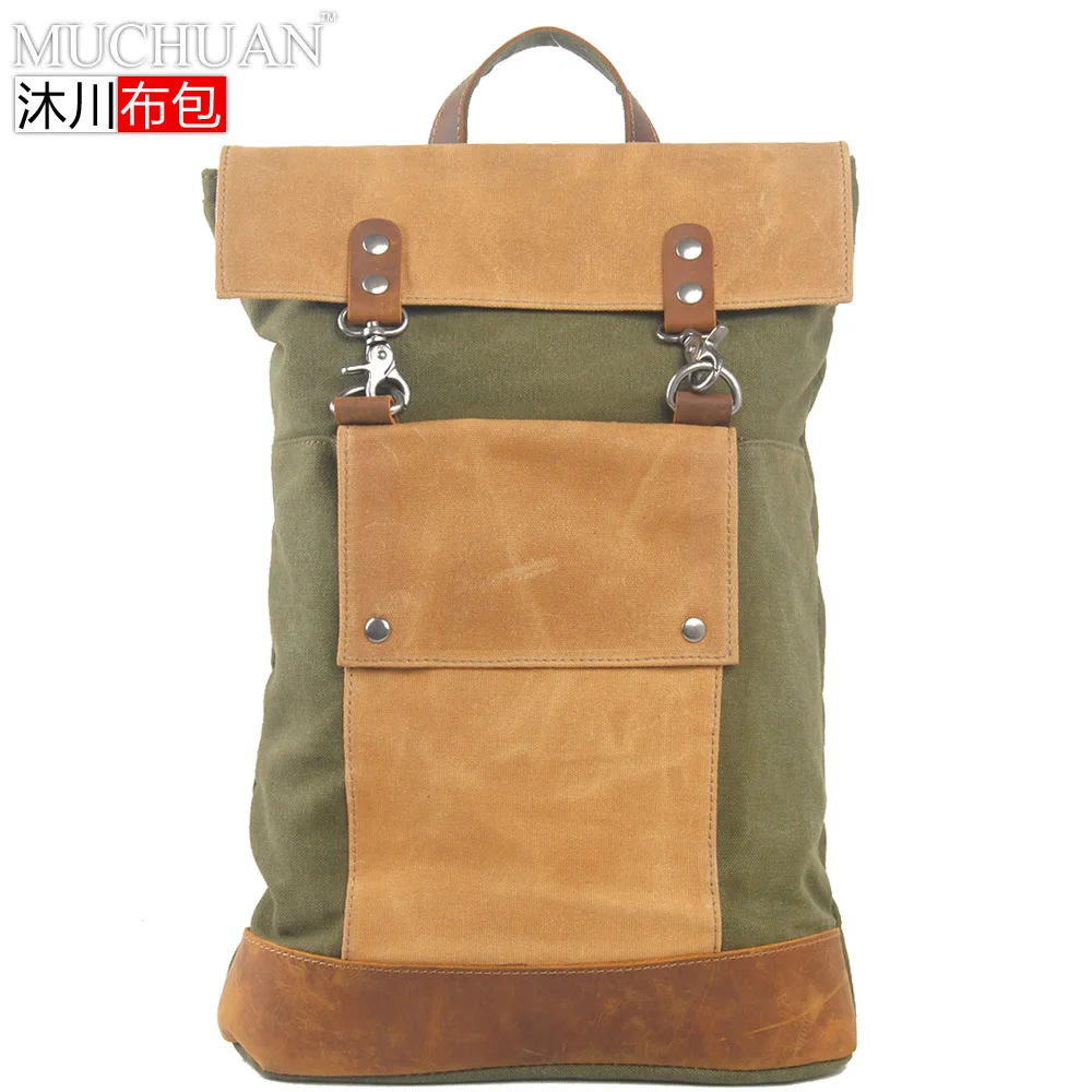 Muchuan 2003 # новый ретро холщовый рюкзак с замшевой кожаной камерой 15 дюймов Сумка