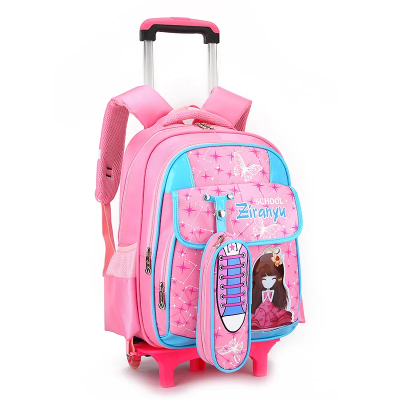 Тележка детей школьные ранцы Mochila Дети рюкзаки с Чемодан тележка на колесах для