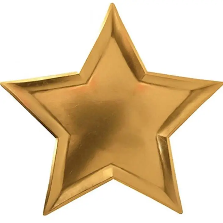 Golden 8 шт./компл. золото Фольга звезда одноразовая посуда бумажные тарелки для вечеринки Бумага посуда Baby Shower День рождения расходные материалы - Цвет: Golden