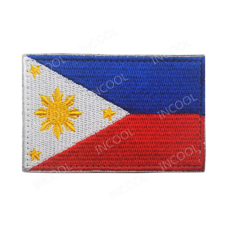 Philippines Color Флаг Филиппин Череп Вышивка патч военный боевой дух нашивки боевые тактические аппликации эмблема вышитые значки флаги - Цвет: Philippines Color