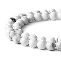 high quality round natural stone white howlite loose strand beads 4 6 8 10 12 14mm 15 pick size for diy jewelry making bracelet