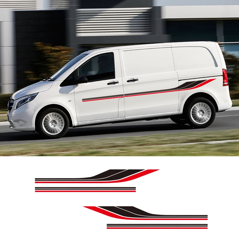 

1 Pair 2 Sides Motorhome Stripes Camper Van Graphics Stickers Universal Vinyl Decals For Mercedes Vito Ford Transit Renault Kang