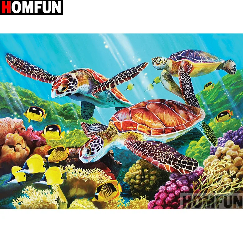 Алмазная живопись HOMFUN A13475 полноразмерная/круглая 5D Вышивка крестиком Черепаха