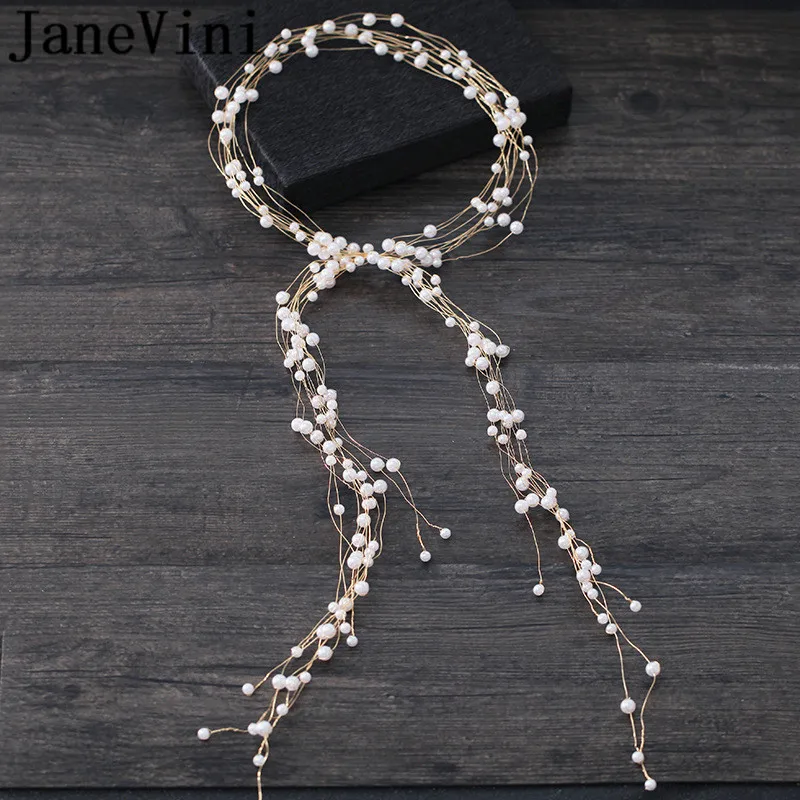 JaneVini Wedding Hair Accessories Simulated Pearl Haedbands for Bride Crown Women Hairband Ornaments haar accessoires bruid | Украшения и