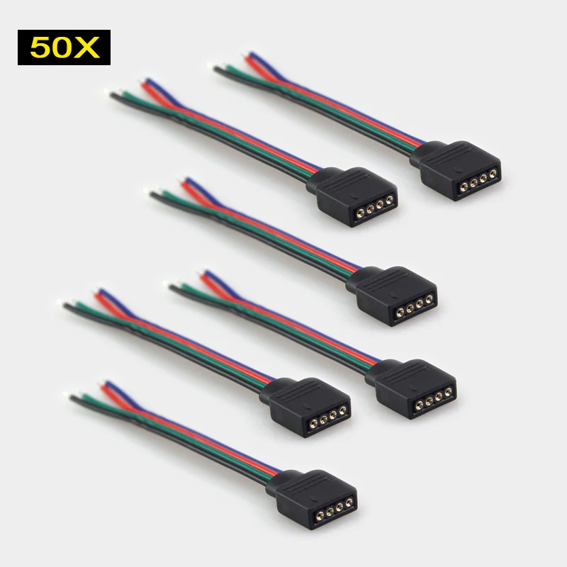50 шт. RGB 4 контактный гнездовой разъем 10 мм без кабеля для пайки печатная плата