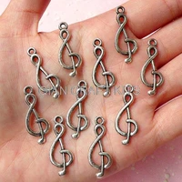 300pcs music note treble clef g clef charms10mm x 26mm tibetan silver 2 sided kawaii pendant bracelet earrings lm111