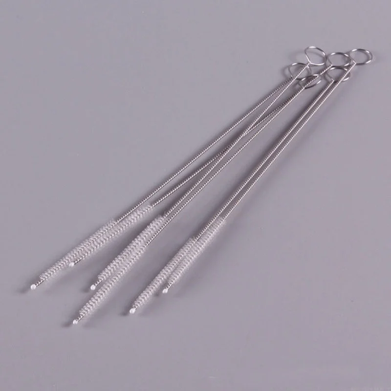10pcs Straw Brush Stainless Steel Handle Nylon Fine Mouth Bottle Cleaners Glass Drinking Pipe Cleaning | Дом и сад