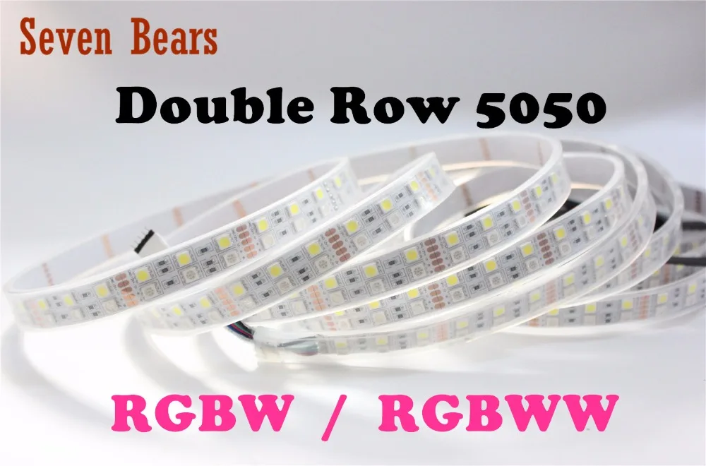 Двухрядные водонепроницаемые светодиодные ленты IP20/IP67 5 м 5050 SMD RGBW(RGB + белый) RGBWW(RGB