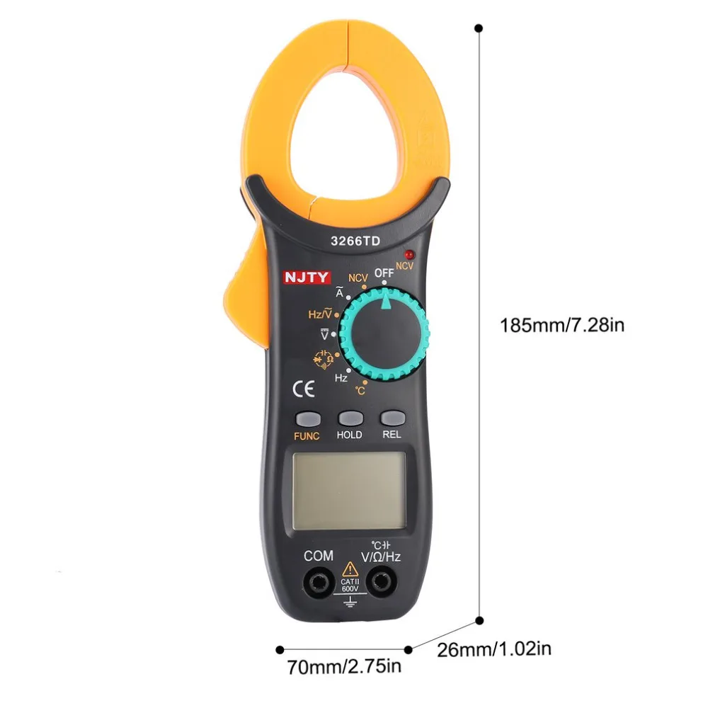 Digital Clamp Meter 3266TD DC/AC Volt Amp Ohm Diode Mini Multimeter Ammeter Multitester Current Voltage Resistance Tester NCV |