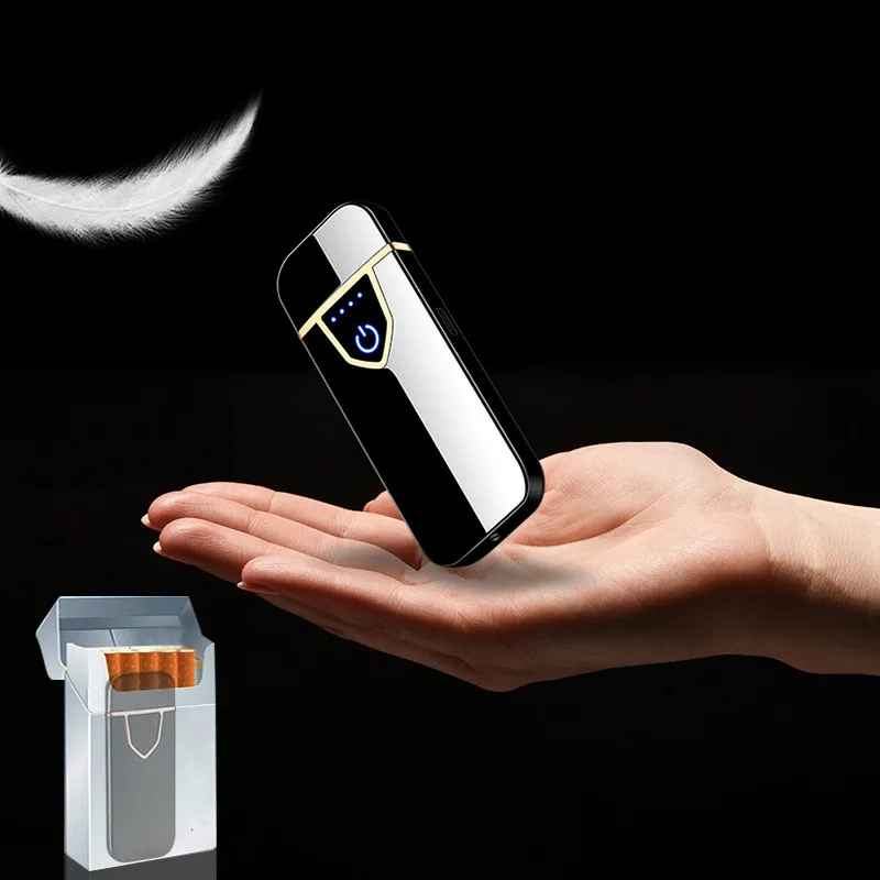 Вольфрамовая турбо металлическая usb зажигалка сенсорный выключатель Зажигалка