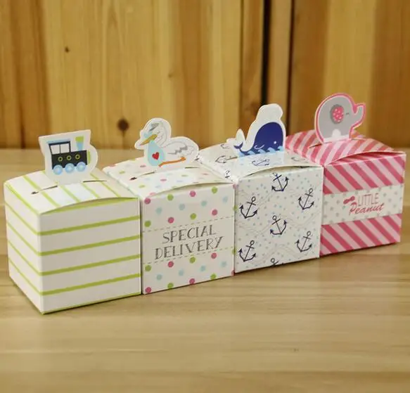Wholesale 1000pcs cute animal candy box baby elephant train dolphin duck shower chocolate gift wrap | Дом и сад