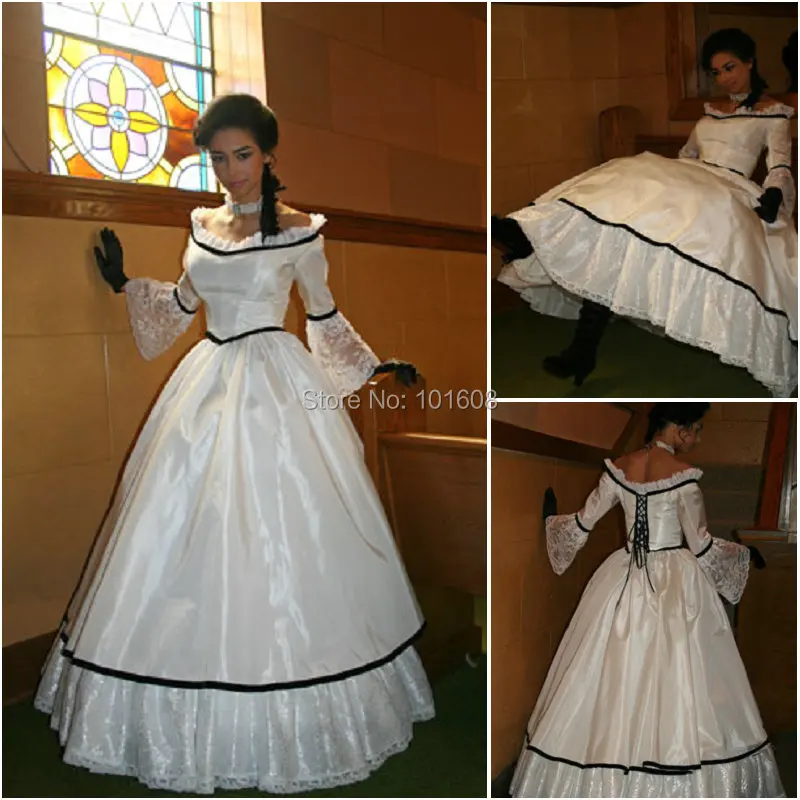 1860 S викторианской корсет готический/Гражданская война Southern Belle бальное платье Хэллоуин платья США 4-16 v-1249