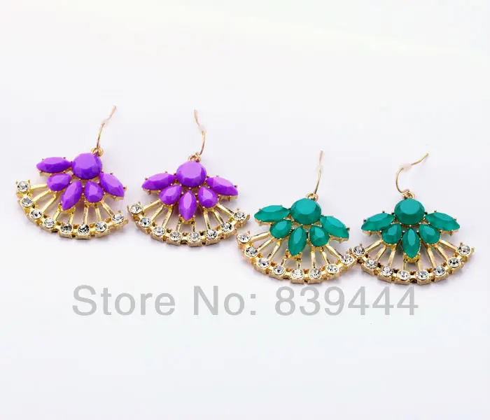 Популярные Роскошные ювелирные изделия золотого цвета Стразы|fan earrings|earrings