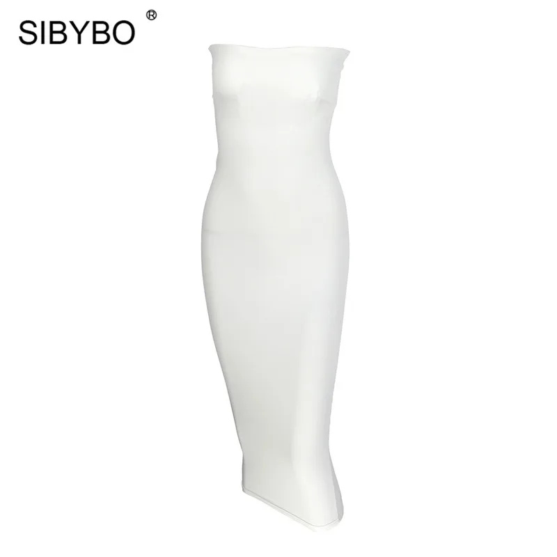 Sibybo/сексуальное женское платье без бретелек с открытыми плечами, без рукавов, прямое длинное облегающее платье с открытой спиной, повседневные осенние вечерние женские платья