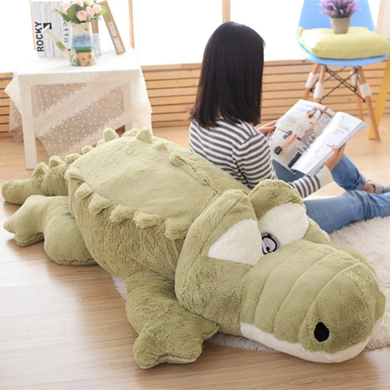 Green Имитация крокодила, плюшевая игрушка, кукла, подушка, хлопок, мягкие животные, большой размер, милая Подушка, игрушки для девочек, детский подарок, 60/80/100 см - Цвет: Green