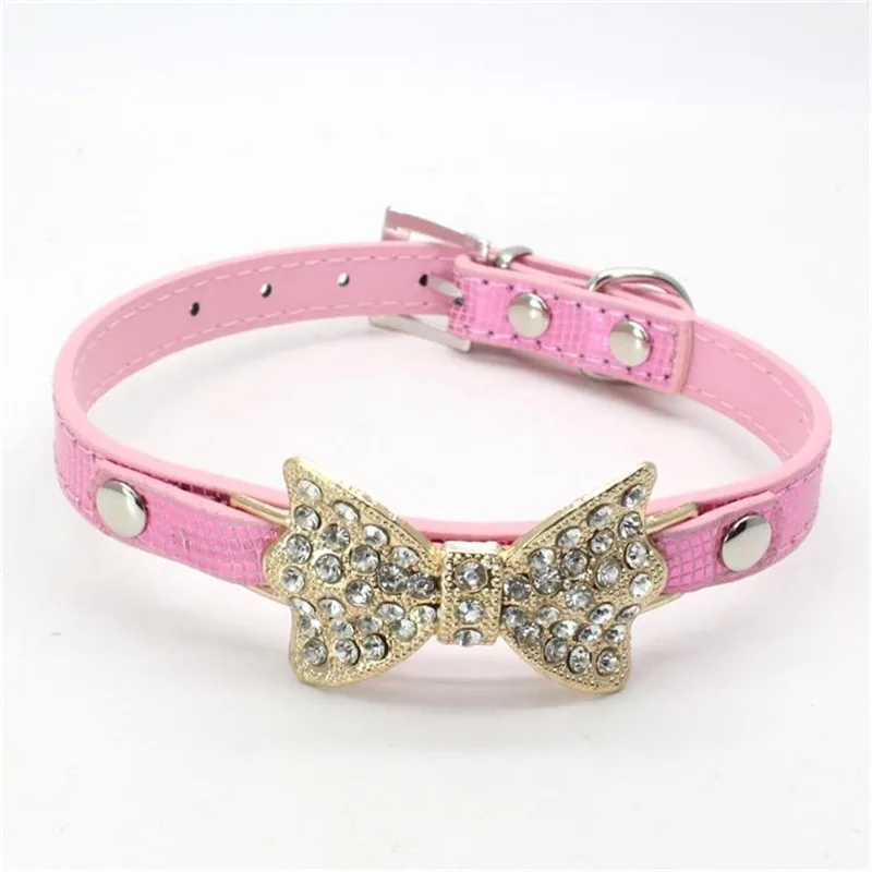 Розовые маленькие ошейники для собак кошек со стразами товары домашних животных
