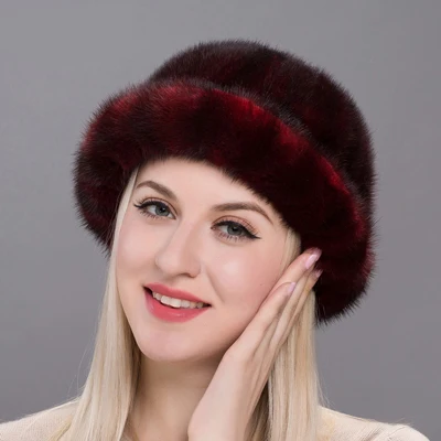 JKP, норковые меховые зимние шапки, женская меховая шапка из натуральной замши с мехом, бархатная шапка, зимняя кожаная модная шапка в полоску, первый BZ17-17 - Цвет: B