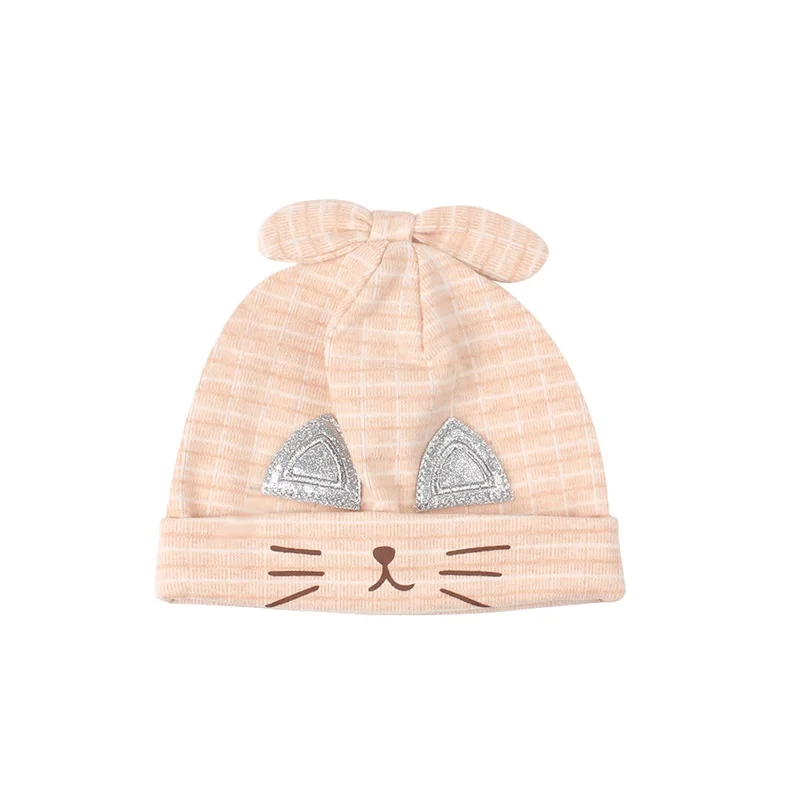 Cotton Cat Baby Hat For Newborn Girls Cartoon Cute Beanie Boys Tire Spring Autumn 0-3 Months Girl Clothing | Детская одежда и