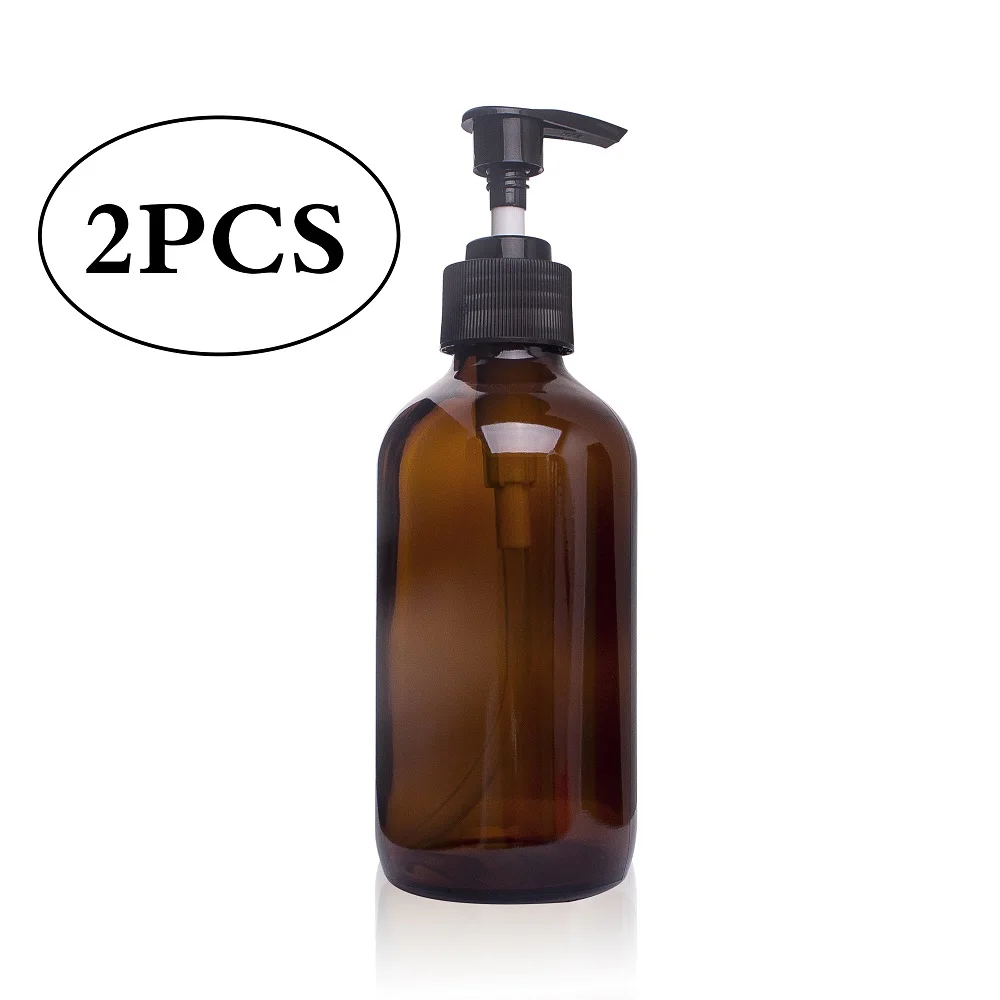 2PCS 250ML Большая емкость 250 мл/500 мм Янтарное стекло шампунь пустая емкость для лосьона пена насосный дозатор бутылка для мыла гель для душа - Цвет: 2PCS 250ML