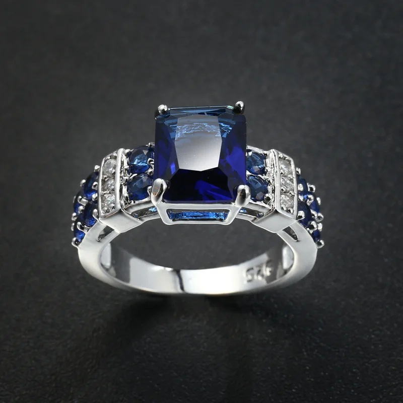 Роскошные синие кристаллы камень Bijoux Модные Коктейльные Вечерние женские кольца