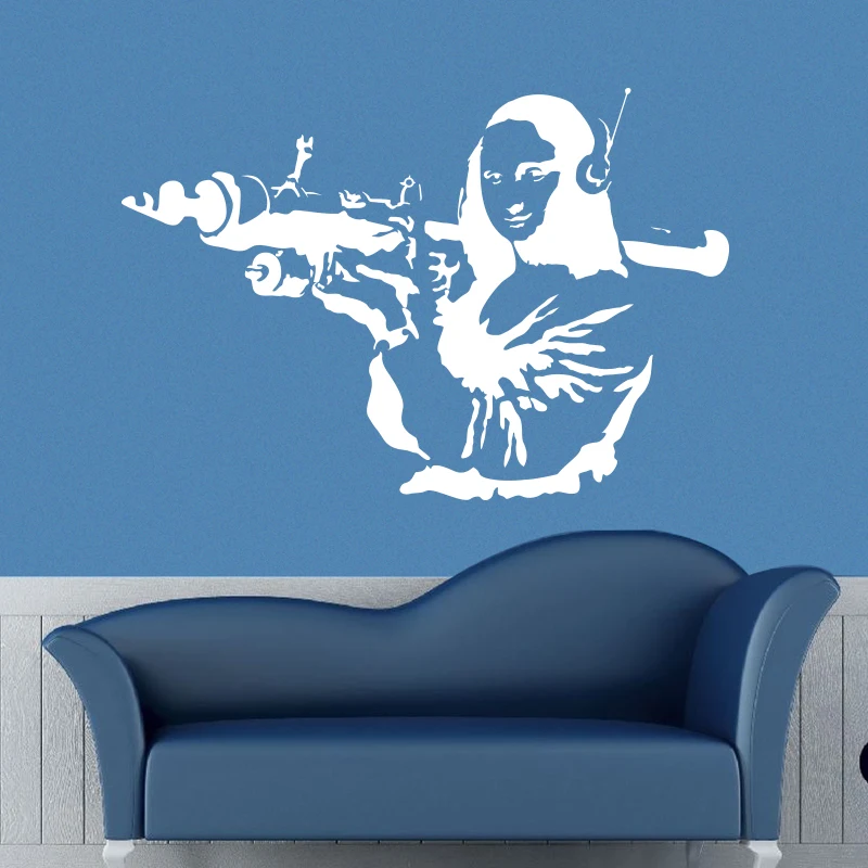 

BANKSY Gioconda Terrorist WALL STICKER Home Decor Street Art Vinyl Decals Removable Mural Decals House Decoration