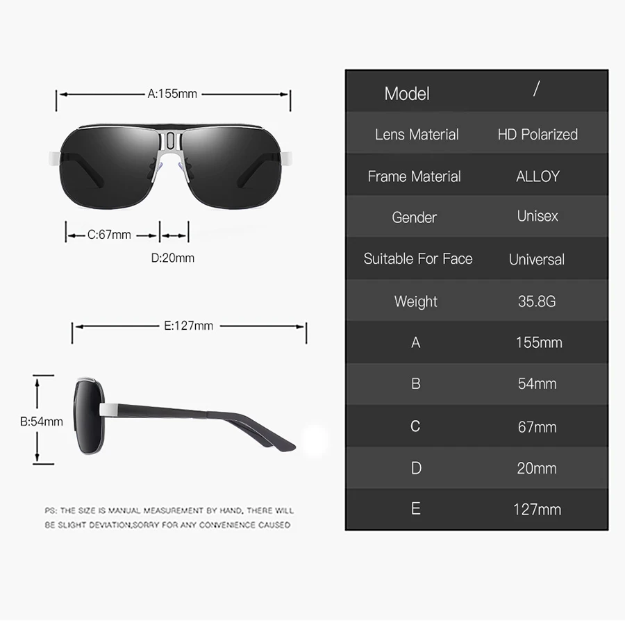 Мужские солнцезащитные очки для вождения DEARMILIU поляризационные большого размера