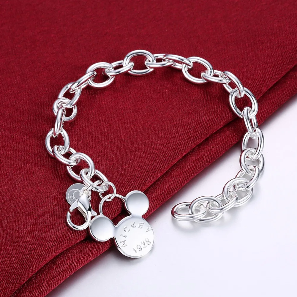 INALIS 925 jewelry silver plated bracelet 925-sterling-silver fashion Mickey Bracelet /aqzajiga booakfva | Украшения и аксессуары