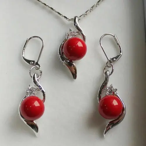 

10mm South Sea Shell Pearl Round Beads Pendant Necklace Earrings Set AAA+ Grade