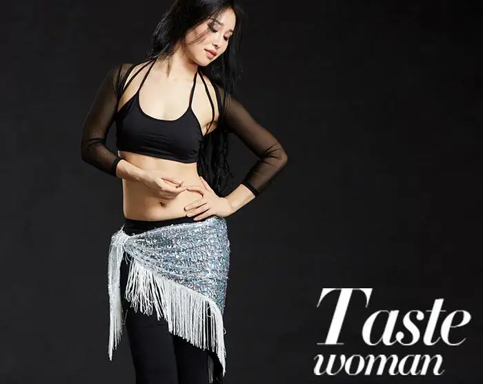 Bling Блестки крючком треугольная шаль обёрточная бумага танец живота хип шарф пояс костюм аксессуар сплошной Фиолетовый Синий Красный