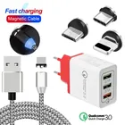 Сетевой кабель USB, для быстрой зарядки 3,0, магнитный, для Xiaomi, Samsung, iphone X, XS MAX, XR, 8, 7, 6 plus