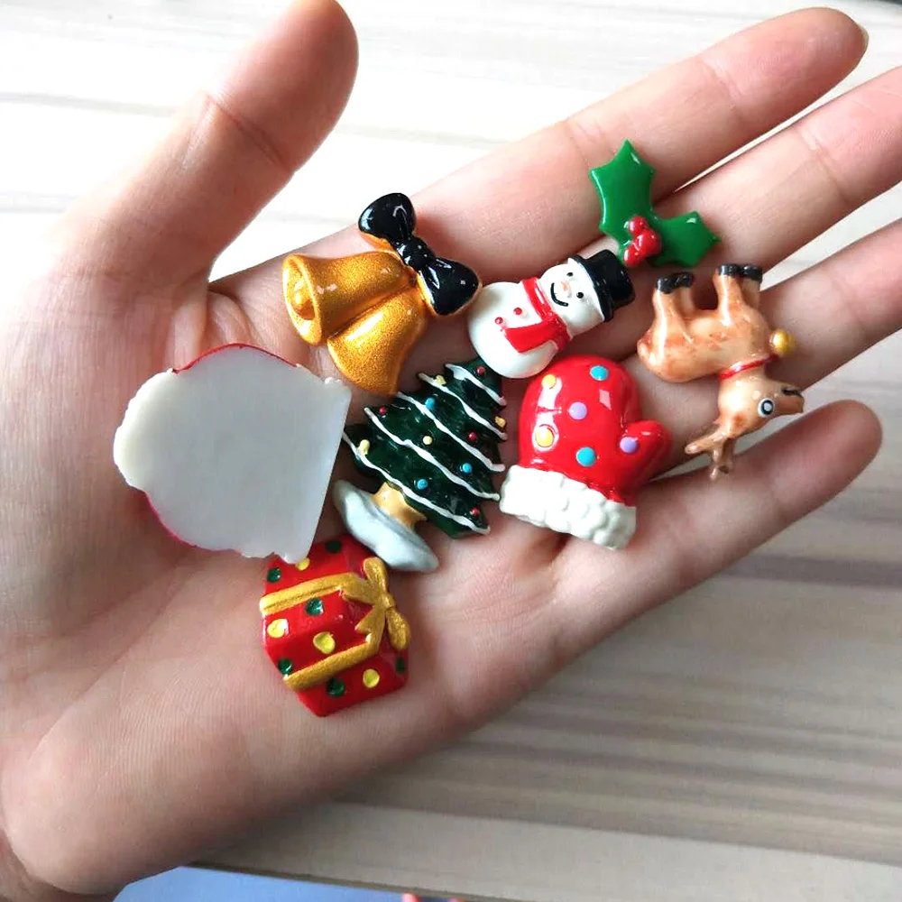 20Pcs Mix Christmas Series Santa Claus DIY Resin Clay Polymer Flatback Cabochon Lucky Bag For Craft Accessories Decoration | Дом и сад