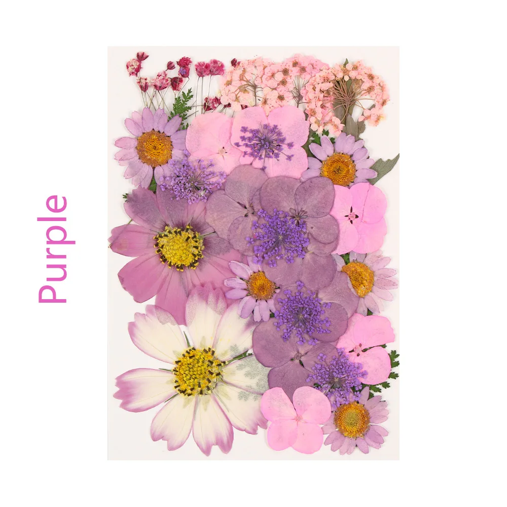 purple Модные спрессованные цветы Временные татуировки сторонний стикер Макияж смешанные органические натуральные высушенные цветы DIY Искусство Цветочные декоры для лица - Цвет: purple