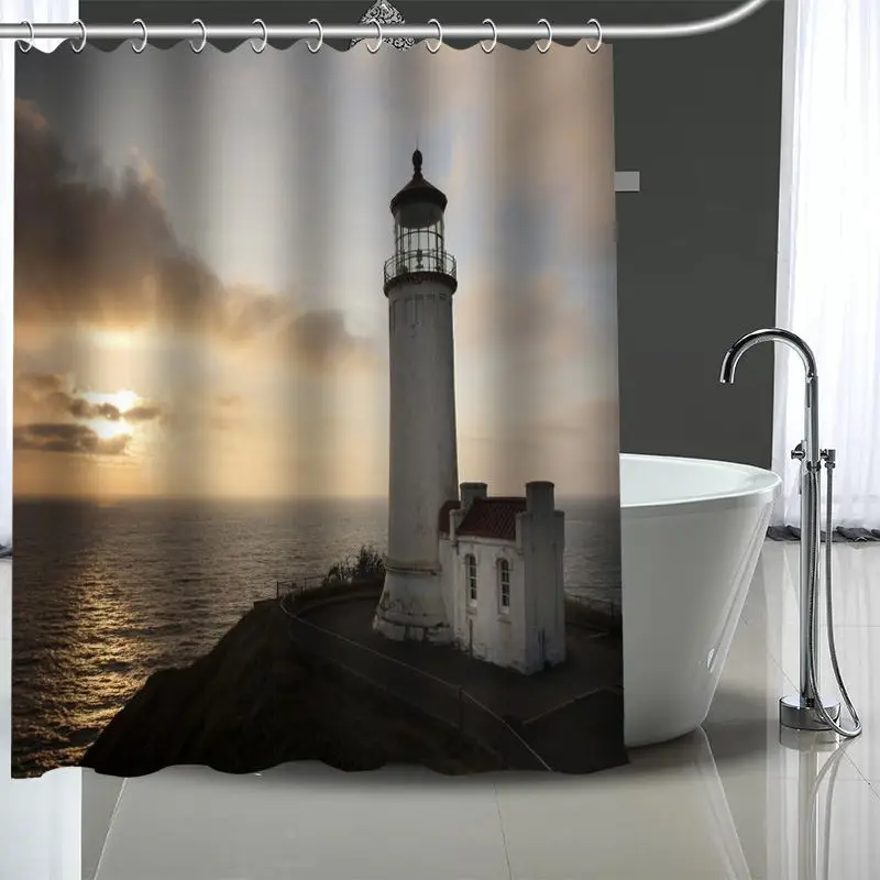 New Custom lighthouse Curtains Polyester Bathroom Waterproof Shower Curtain With Plastic Hooks More Size | Дом и сад