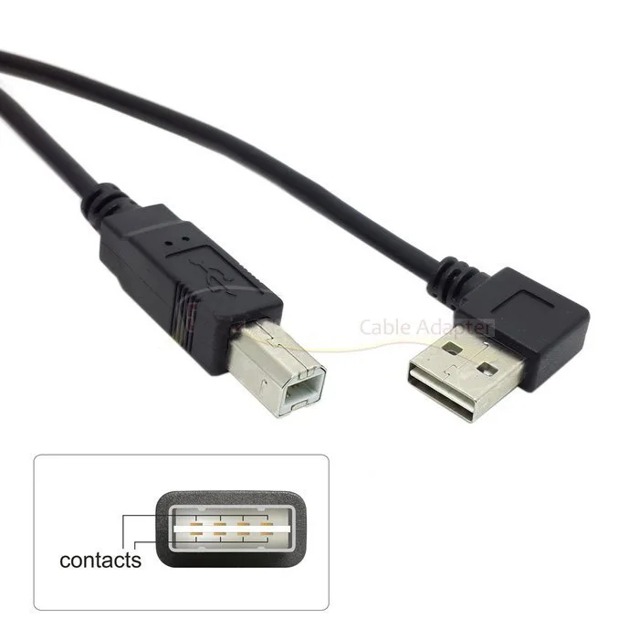 Двухсторонние контакты левый + правый угол 90 градусов USB 2 0 Тип A штекер в B Мужской