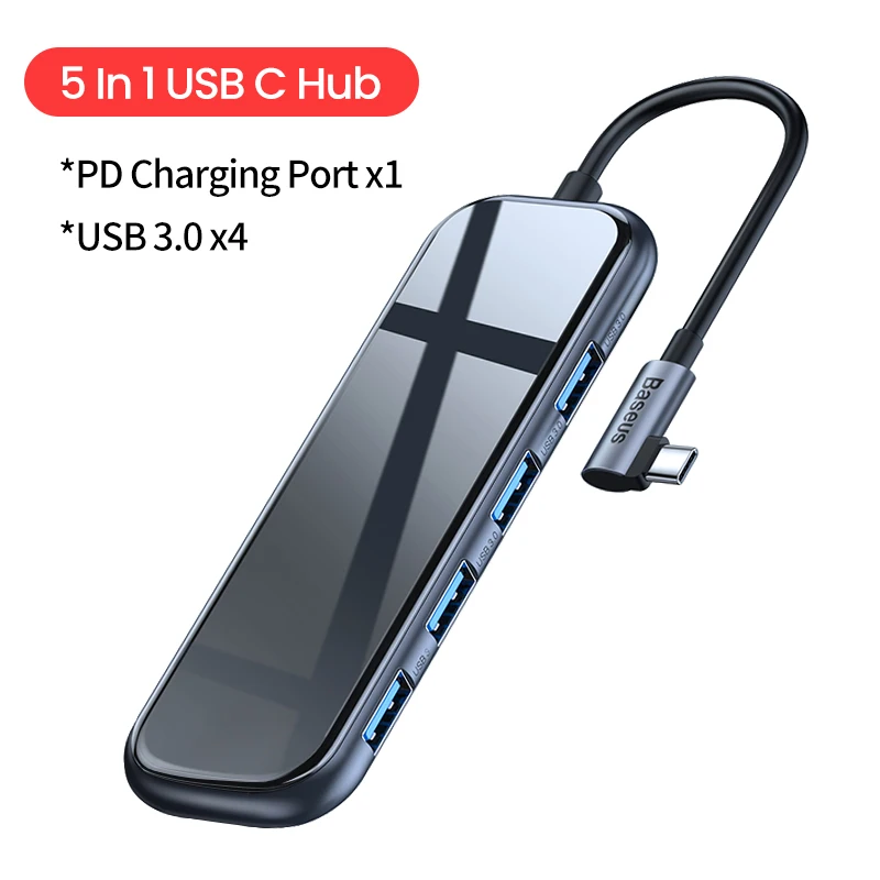 5 In 1 USB C Hub Baseus USB-C Тип C концентратор HDMI RJ45 Мульти USB 3,0 адаптер для MacBook Pro Air док-станция USB C концентратор с Беспроводной Зарядное устройство для наручных часов iWatch - Цвет: 5 In 1 USB C Hub