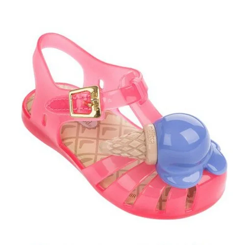 Розовый Мини Melissa/сандалии для девочек с мороженым; коллекция года; летние сандалии; обувь для дождливой погоды; сандалии Melissa; дышащие мягкие милые детские сандалии - Цвет: Розовый