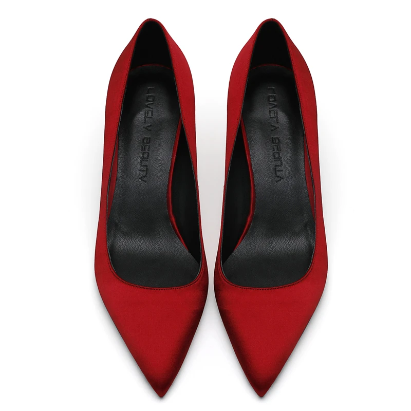 8cm Heel Height Новые женские брендовые туфли-лодочки с острым носком на тонком каблуке; офисные женские шелковые туфли; женские весенние туфли-лодочки для работы; большие размеры 34-40; F0041 - Цвет: 8cm Heel Height