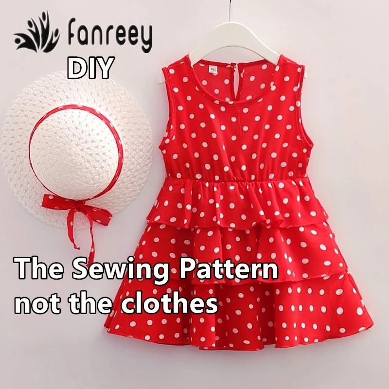 

Sewing Patterns of Girl's Lovely Sleeveless Cake Dress Template Cutting drawing Clothing DIY WW-T981