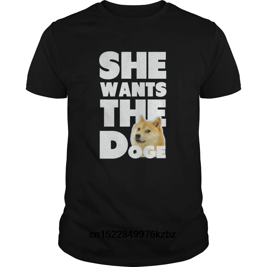Забавная Мужская футболка Женская Новинка SHE want THE DOGE очень привлекательна вау