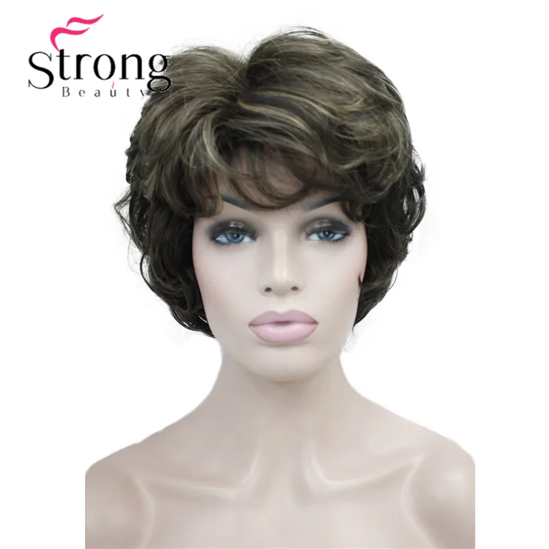 StrongBeauty короткий слоистый серебристо-серый Ombre полный синтетический парик женские парики выбор цвета