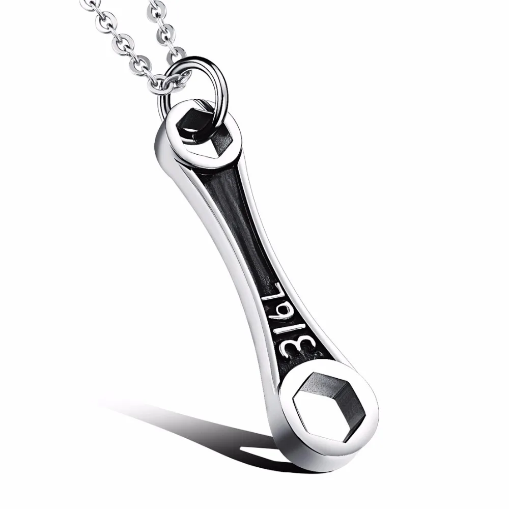 Punk Male Rock Pendant Necklace 316L Stainless Steel Mini Wrench Men Hip Hop Jewelry Gift | Украшения и аксессуары