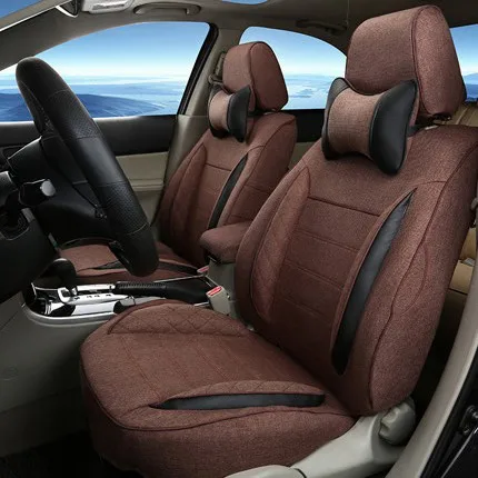 coffee 2 Cartailor Лен автомобиля Стульчики Детские поддерживает для Land Rover велярный сиденья набор льняной ткани Чехлы для мангала для автомобилей Подушки защита - Название цвета: coffee 2