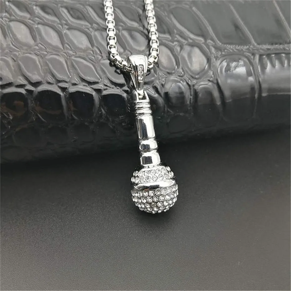 Хип хоп Iced Out Bling кулон микрофон ожерелье для мужчин золотой цвет нержавеющая