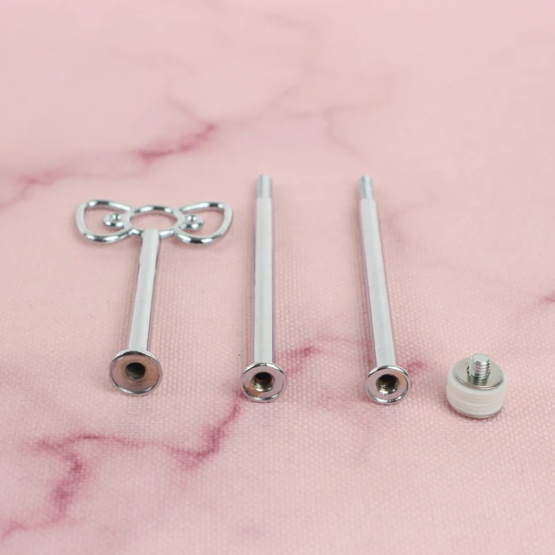 

Cupcake Set Metal Wedding Wholesale Decorating Supply Birthday Bowknot Fitting 3 Tier Bakeware Cake Plate Stand Handle