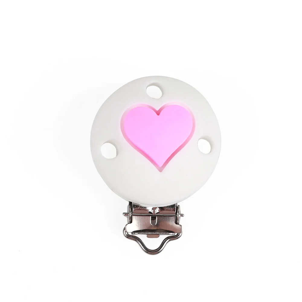 Heart-01 TYRY.HU 10pc Pacifier Chain Clip Round Star Crown Heart Food Grade Silicone Clip Baby Teething DIY Pacifier Chain Tool Accessori - Цвет: Heart-01