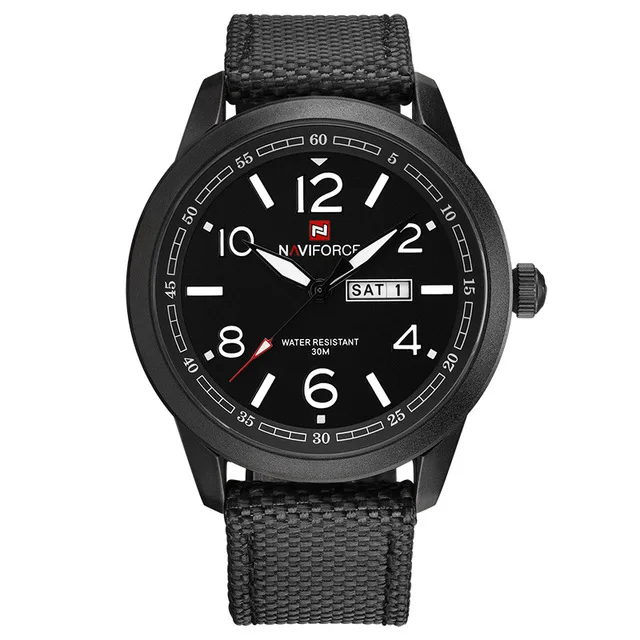 Новые часы naviforce модные мужские топ брендовые роскошные мужские s нейлоновый ремешок наручные часы Мужские кварцевые спортивные часы relogio masculino - Цвет: black white