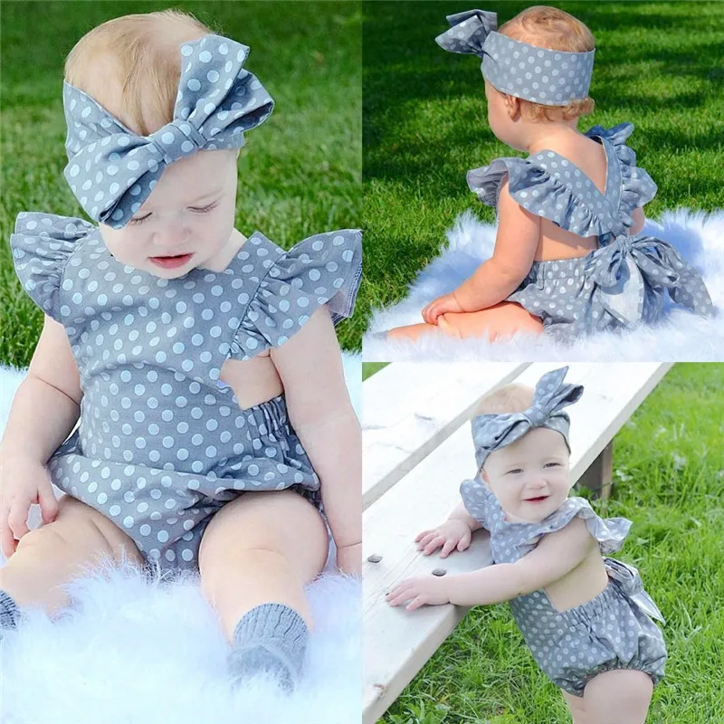 Детский Свободный комбинезон в горошек с рукавами и оборками|baby jumpsuit|rompers romperspolka