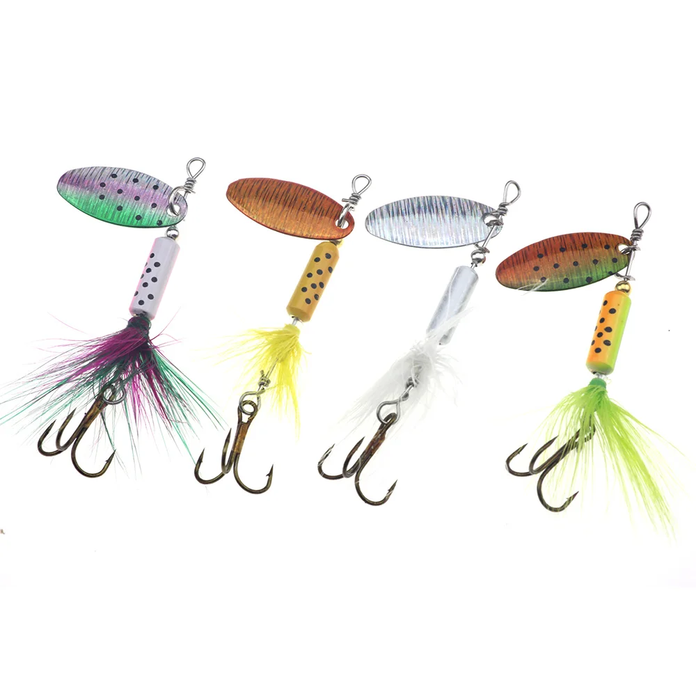 Rompin Спиннер Φ Jig Shads для ловли нахлыстом блестящая ложка форели приманки с перьями