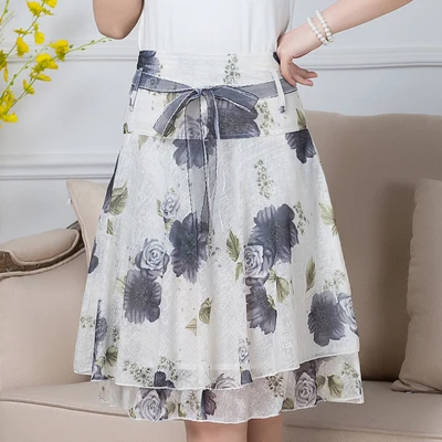 Женская летняя юбка с цветочным принтом повседневные юбки оборками женские лето
